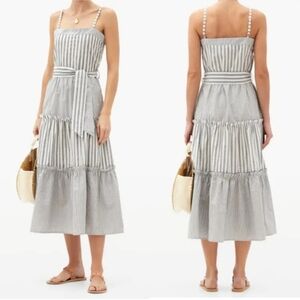 New Solid & Striped The Georgia Belted Cotton Blackout Maxi Dress NWT Size Small